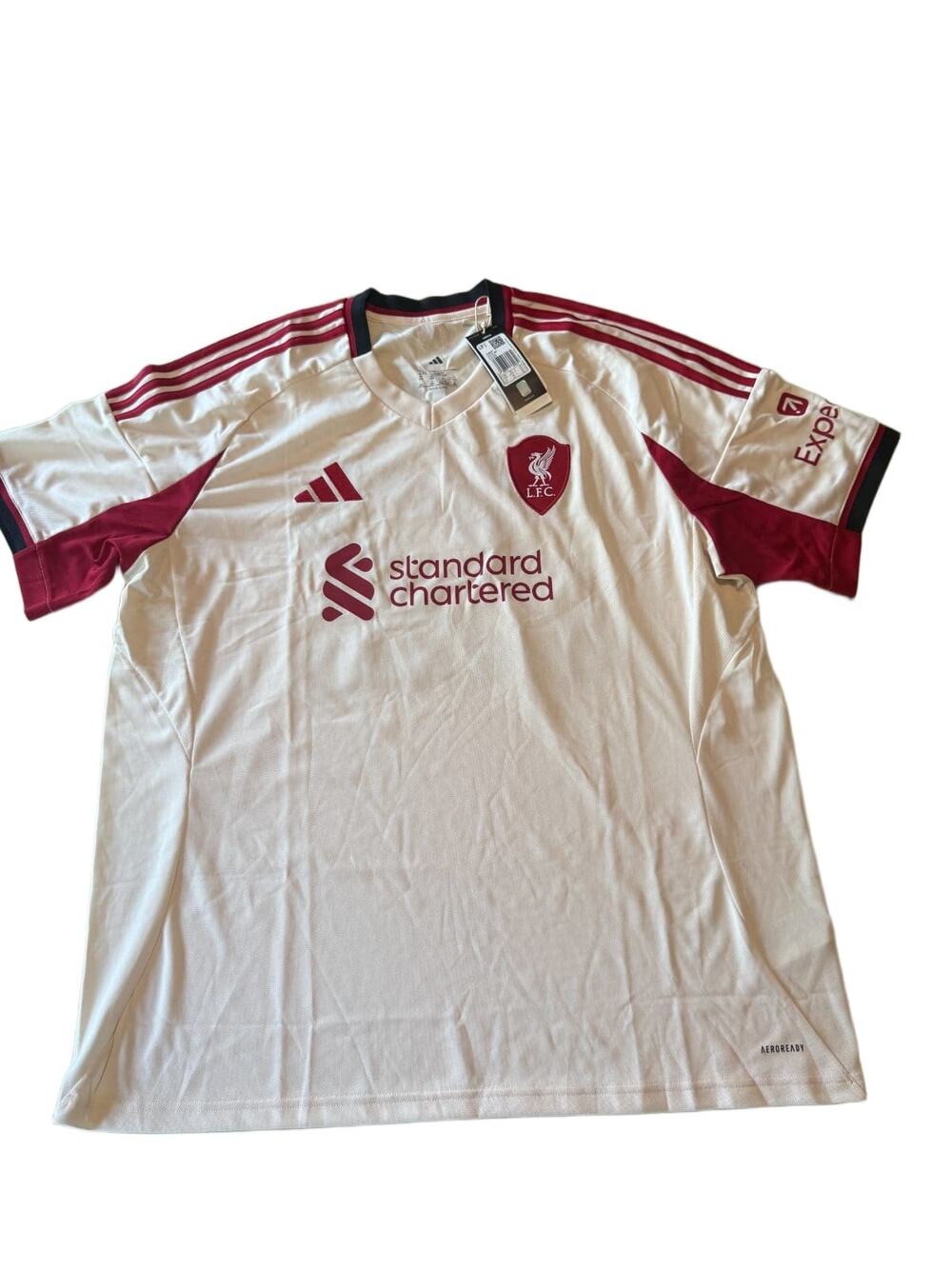 Adidas Liverpool 2025-26 Away Jersey Ekitike #22 Men's 2XL White Soccer Shirt NW